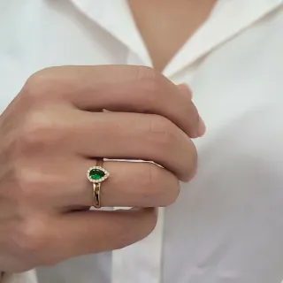 Anel de ouro pedra verde 18k Drop