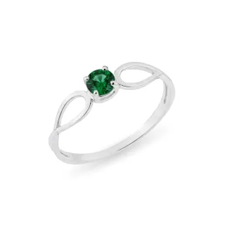 Anel solitário de ouro branco 18k duo verde