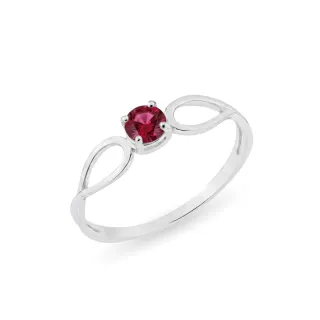 Anel solitário ouro branco 18k duo vermelho 