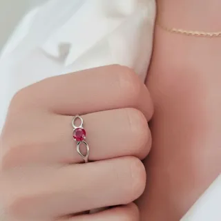 Anel solitário ouro branco 18k duo vermelho 