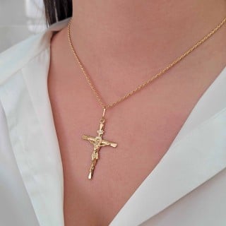 Pingente crucifixo de ouro 18k INRI G