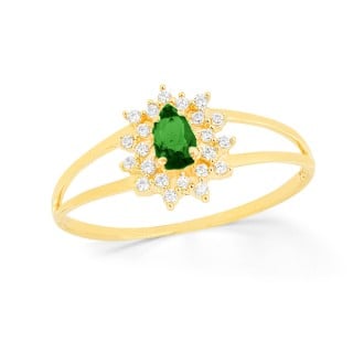 Anel de esmeralda e diamante ouro 18k drop