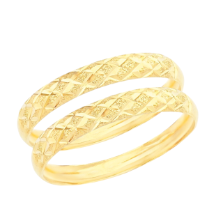 Anel de ouro 18k aparador face fosca quadriculada