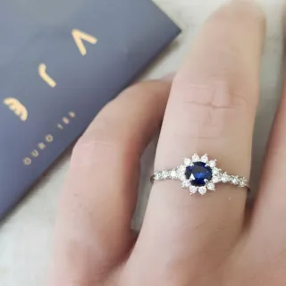 Anel com pedra azul de ouro branco 18k Versailles I