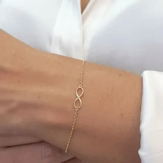 Pulseira de ouro 18k feminina infinito 
