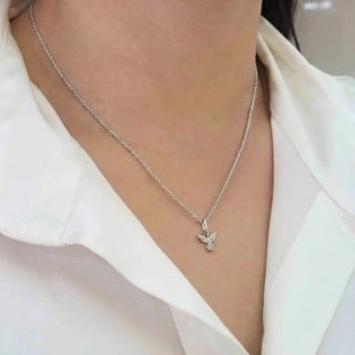 Pingente de ouro branco 18k Divino Espirito Santo