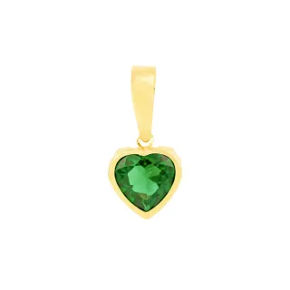 Pingente de ouro 18k coração pedra verde 