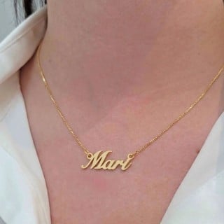 Gargantilha de ouro 18k com nome escrito personalizado 4 letras