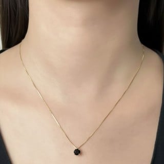 Colar ponto de luz ouro 18k 45cm pedra Ônix sintética