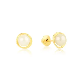 Brinco de pérola de ouro 18k rococó 4mm 