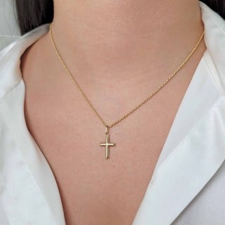 Pingente de cruz ouro 18k masculina feminina