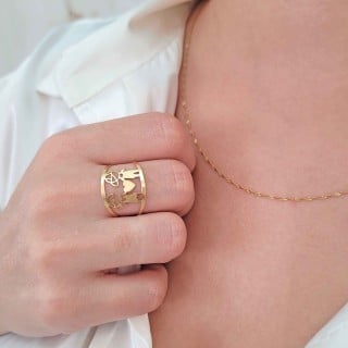 Anel de ouro 18k filhos mãe de meninos