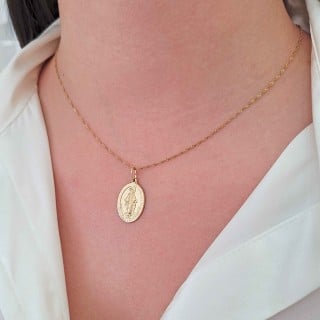 Pingente Nossa Senhora das Graças ouro 18k dupla face