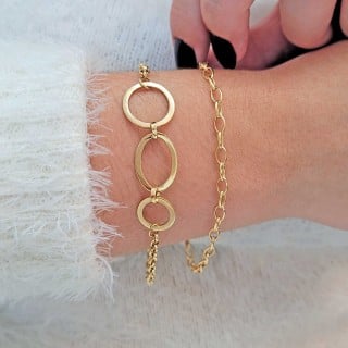 Pulseira de ouro feminina 18k elo português 
