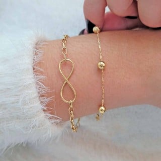 Pulseira de ouro 18k feminina modelo infinito liso