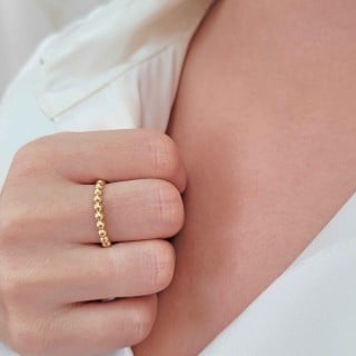 Anel de Ouro 18k face com bolinha