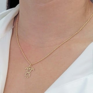 Pingente menina de ouro 18k filha amada
