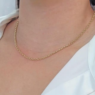 Corrente de ouro 18k – feminina 40cm - malha elo português VVII