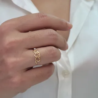 Anel de ouro coração 18k triplo 