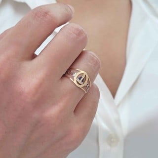 Anel Nossa Senhora Aparecida ouro 18k Rogai por nós