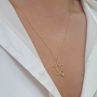 Pingente de ouro 18k medicina estetoscópio
