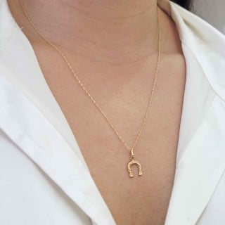 Pingente de ouro 18k ferradura cowboy