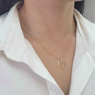 Pingente menina de ouro 18k coração classic