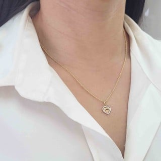 Pingente de ouro coração 18k I love you