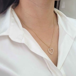 Pingente coração de ouro 18k cravejado spike