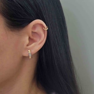 Brinco de ouro 18k amarelo branco e rosê