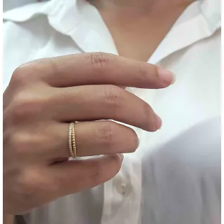 Anel de ouro 18k aro duplo meia aliança