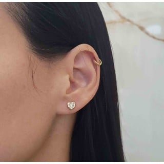 Brinco de ouro coração Moissanite chuveiro pavê