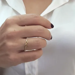 Anel meia aliança de ouro 18k infinito