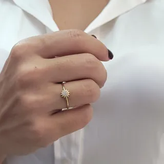 Anel de ouro chuveirinho de ouro 18k pavê