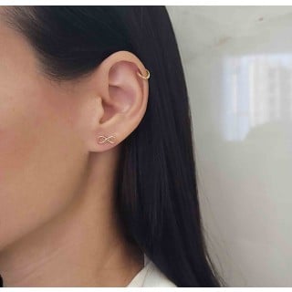 Brinco de ouro 18k infinito