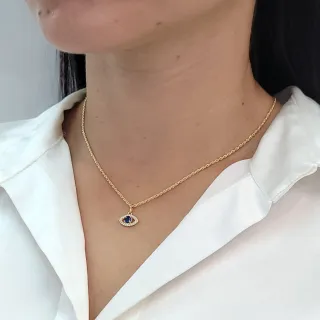 Pingente olho grego de ouro 18k cravejado 