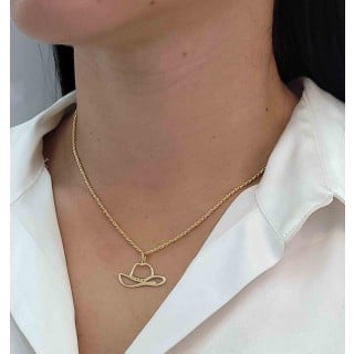 Pingente de ouro 18k chapéu country Western