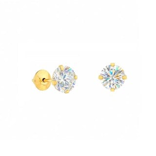 Brinco moissanite de ouro 18k ponto de luz 4mm