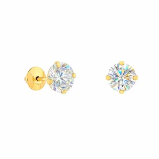 Brinco moissanite ouro 18k ponto de luz 5mm