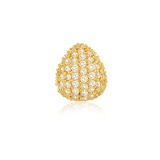Pingente de ouro 18k gota pavê cravação de 63 zircônias 1,25mm