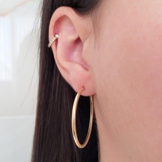 Brinco argola de ouro 18k redonda lisa 36mm