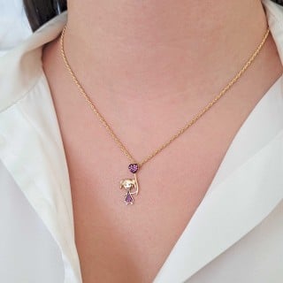 Pingente menina ouro 18k balão coração