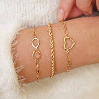 Pulseira de ouro 18k feminina coração Just Love