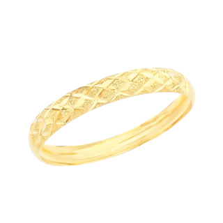 Anel de ouro 18k aparador face fosca quadriculada