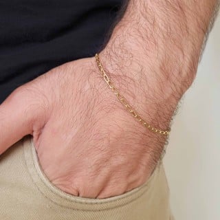 Pulseira de ouro 18k masculina 18cm
