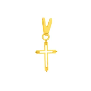 Pingente de ouro 18k cruz vazada com detalhes nas pontas