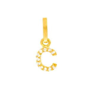 Pingente letra C de ouro 18k com pedras