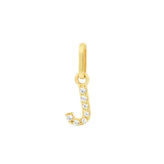 Pingente de letra J ouro 18k com pedras 