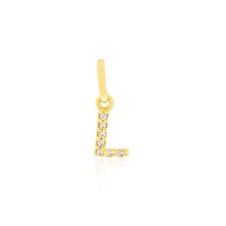 Pingente letra L de ouro 18k com pedras