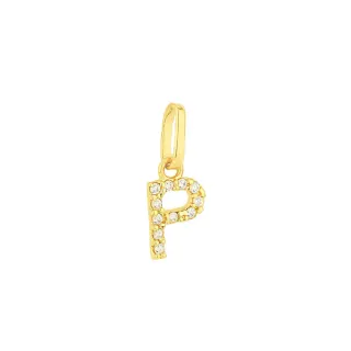 Pingente letra P de ouro 18k cravejada